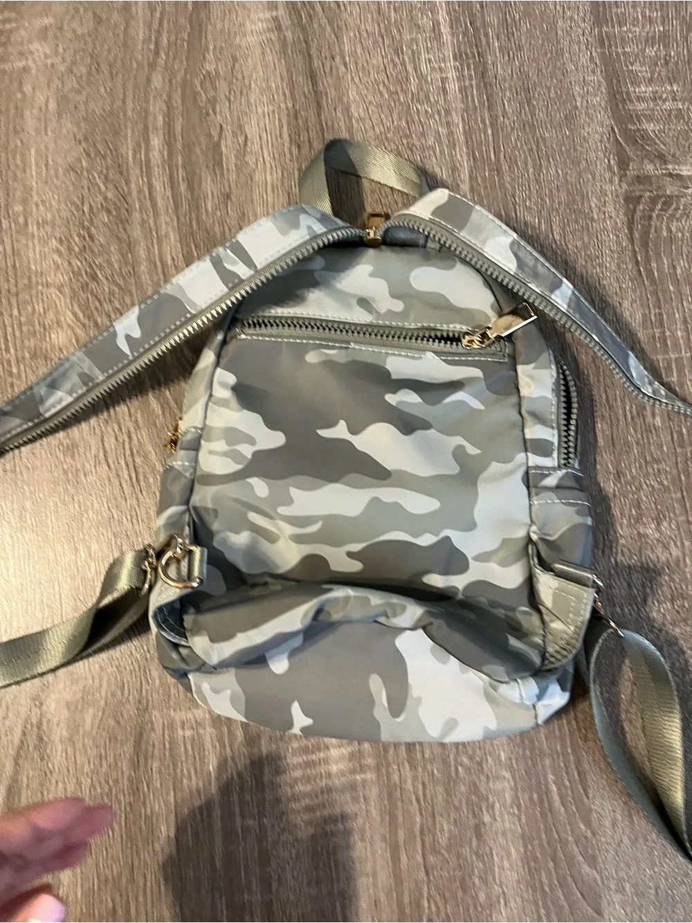 Urban Expressions Grey Camo Mini Backpack with Gold Accents